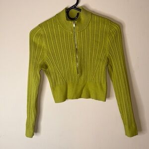 Maeve by Anthropologie Leila Half-Zip Ribbed Crop Sweater